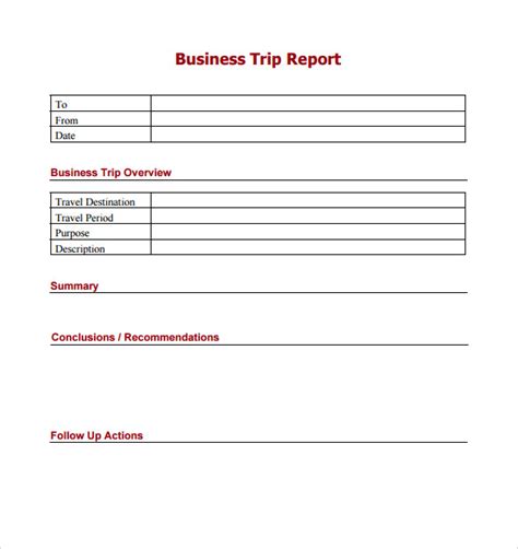 business trip report template word free download